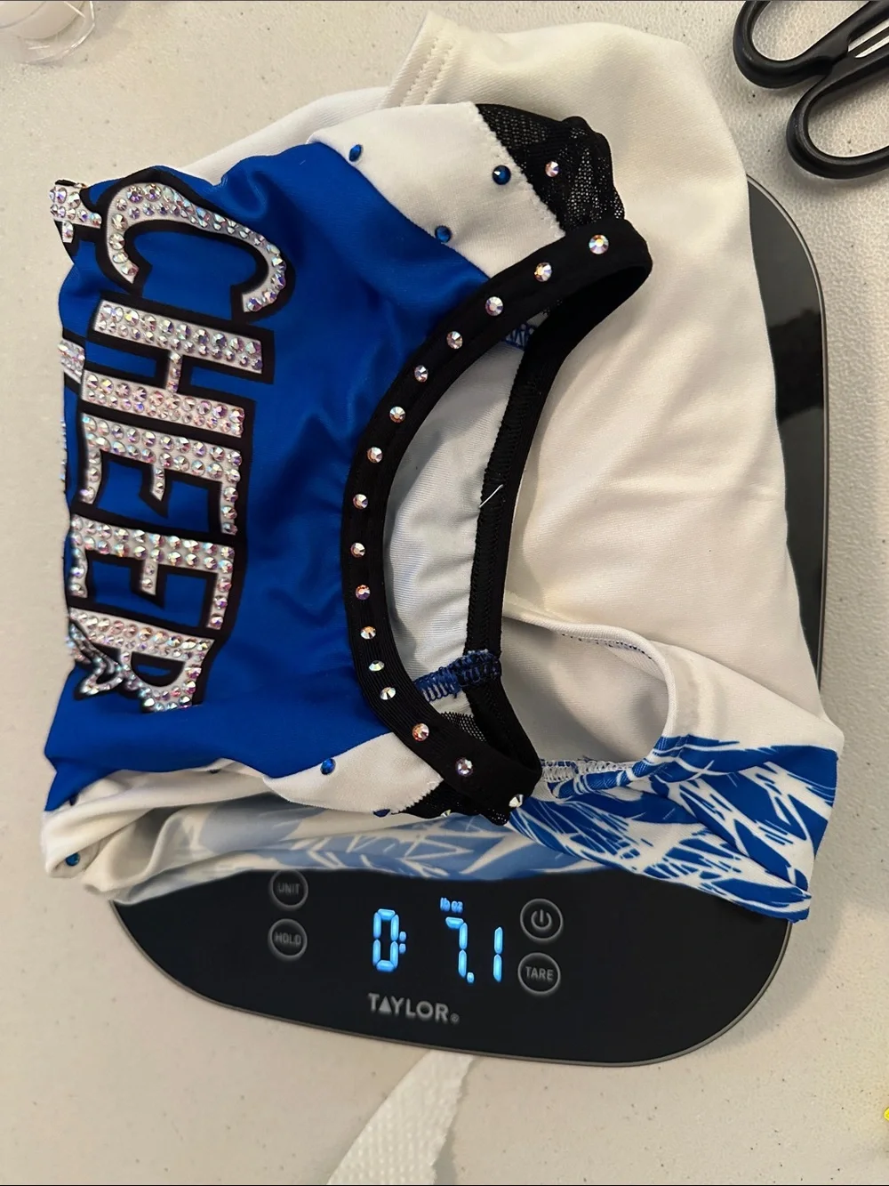 Cheer St. Louis Girls Youth Rhinestone Long Sleeve Gymnastics Leotard Blue White